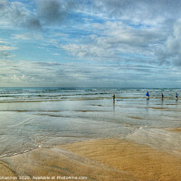 Buy canvas prints of Rushing to Ride Waves - Watergate Bay, Cornwall by Michael Shannon