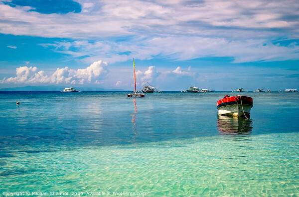 Boats moored off Panglao Island, Bohol in the Phil Picture Board by Michael Shannon