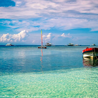 Buy canvas prints of Boats moored off Panglao Island, Bohol in the Phil by Michael Shannon