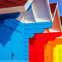 Buy canvas prints of Row of Colourful Beach Huts by Michael Shannon