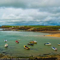 Buy canvas prints of Boats moored off Bude in North Cornwall by Michael Shannon
