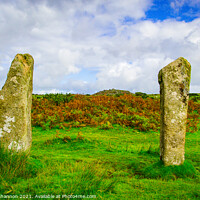 Buy canvas prints of The Pipers, part of the stone circles on Bodmin Mo by Michael Shannon