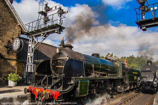 Steam Trains at the Signal on Grosmont Station Picture Board by Michael Shannon