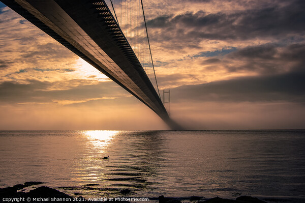 Sunrise Humber Bridge in Humberside. Picture Board by Michael Shannon