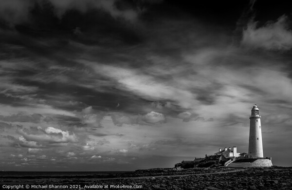 St Mary's Island and Lighthouse in Northumberland Picture Board by Michael Shannon