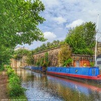 Buy canvas prints of Barges on the Canal in Ashton-under-Lyne by Sarah Paddison