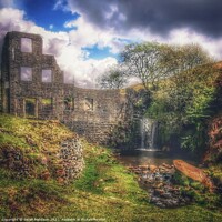 Buy canvas prints of Cheesden Lumb Mill Remains and waterfall by Sarah Paddison