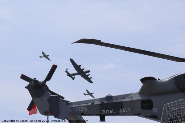 Battle of Britain Flyover with a Royal Navy Helicopter Rotor and Tail Picture Board by Sarah Paddison
