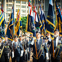 Buy canvas prints of March of the Medals, Liverpool by Sarah Paddison