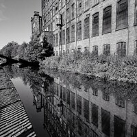 Buy canvas prints of Reflection in Huddersfield Canal by Sarah Paddison