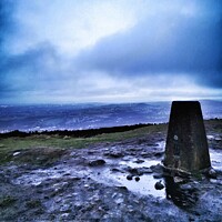 Buy canvas prints of Wild bank Trig point on winter solstice by Sarah Paddison