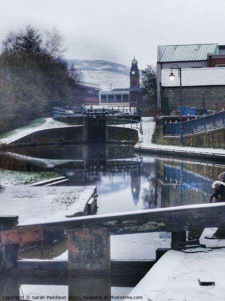 Stalybridge reflecting in the Canal Picture Board by Sarah Paddison