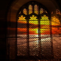Buy canvas prints of Sunset through the Church Window by Sheila Eames