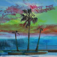 Buy canvas prints of Summer Heat with Palm Trees by Sheila Eames