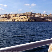 Buy canvas prints of Valletta, Malta, from a harbour boat by Sheila Eames