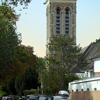 Buy canvas prints of Anglican Church Tower in East Sheen, Surrey by Sheila Eames