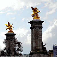 Buy canvas prints of The Golden Statues on Pont Alexandre III  by Sheila Eames