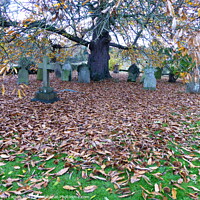 Buy canvas prints of Autumn at the Church Cemetery  by Sheila Eames