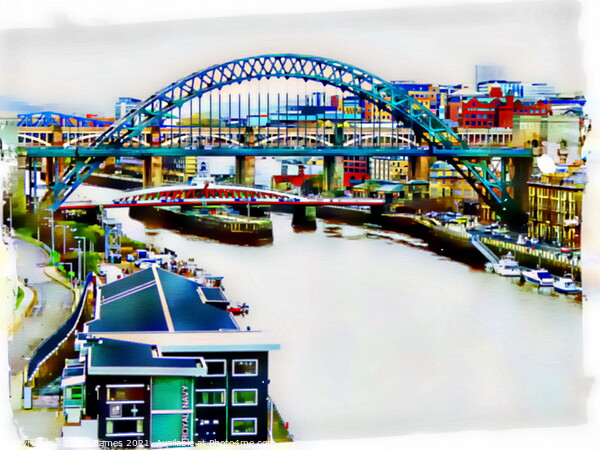 The Tyne Bridges, Port of Tyne, in Abstract Picture Board by Sheila Eames