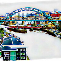 Buy canvas prints of The Tyne Bridges, Port of Tyne, in Abstract by Sheila Eames