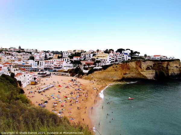 Carvoeiro Beach and Village, Algarve Picture Board by Sheila Eames