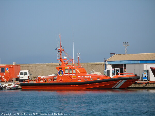 The Lifeboat at Garrucha Port, Spain. Picture Board by Sheila Eames