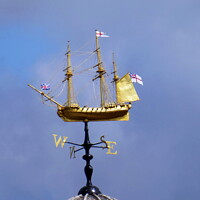 Buy canvas prints of Golden Weather Vane Ship by Sheila Eames