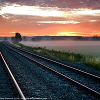 Buy canvas prints of Misty Sunrise On The Tracks by Ashley Bremner