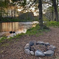 Buy canvas prints of Campfire by the River by Ashley Bremner