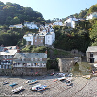 Buy canvas prints of A view of Clovelly in Devon by John Martin
