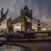 Buy canvas prints of Tower Bridge and the Shard at sunset by Paul James