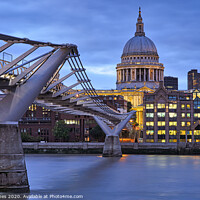 Buy canvas prints of St Paul's Cathedral and the Millennium Bridge by Paul James