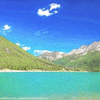 Buy canvas prints of PENCIL SKETCH EFFECT of the lake Ceresole,Italy by daniele mattioda