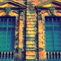 Buy canvas prints of POLY ART on detail of a balcony of a building of 1 by daniele mattioda