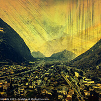 Buy canvas prints of EFFECT GRUNGE on panoramic view of the Valle d'Aosta region, Italy by daniele mattioda