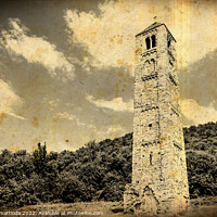 Buy canvas prints of OLD PHOTO EFFECT  on medieval tower by daniele mattioda