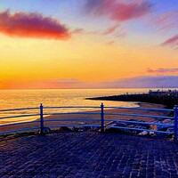 Buy canvas prints of Morecambe Stone Jetty sunset by Michele Davis