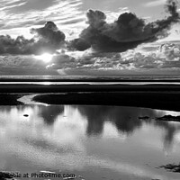 Buy canvas prints of Cleveleys Beach Sunset, Monochrome by Michele Davis