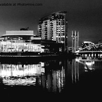 Buy canvas prints of The Lowry and Millenium Bridge, Salford Quays by Michele Davis