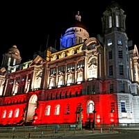 Buy canvas prints of Port of Liverpool Building at Night by Michele Davis