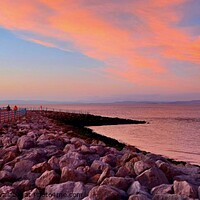 Buy canvas prints of Morecambe Stone Jetty Sunset by Michele Davis