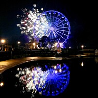 Buy canvas prints of Southport Big Wheel Fireworks by Michele Davis