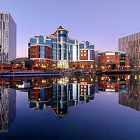 Buy canvas prints of Salford Quays Reflections by Michele Davis