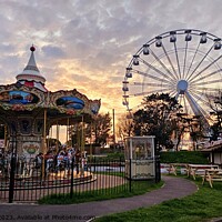 Buy canvas prints of Carousel and Big Wheel Southport by Michele Davis