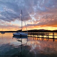 Buy canvas prints of Ambleside Waterhead Sunset by Michele Davis