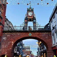 Buy canvas prints of Eastgate Clock, Christmas by Michele Davis