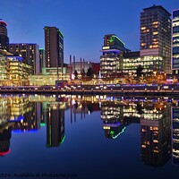Buy canvas prints of Media City Reflections, Blue Hour by Michele Davis