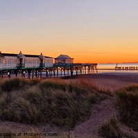 Buy canvas prints of St Anne's Pier and Dunes, Sunset by Michele Davis