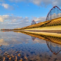 Buy canvas prints of Blackpool Beach Reflections by Michele Davis