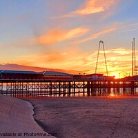 Buy canvas prints of South Pier, Blackpool sunset by Michele Davis